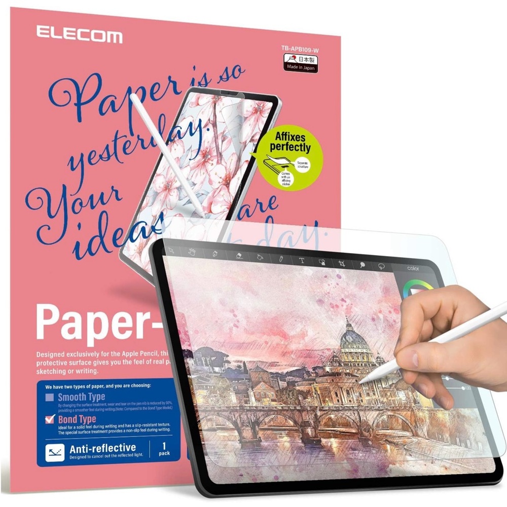 ELECOM IPad Screen Protector for Drawing. Made For Apple Pencil for drawing etc.